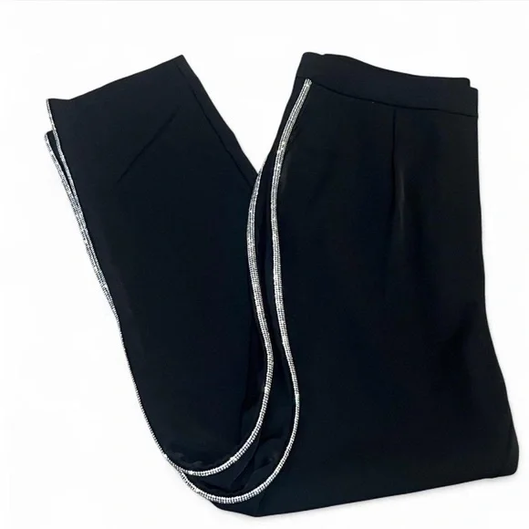 Kate & Mallory Elegant Black Trousers With Rhinestone Embellishments- Small - Picture 6 of 7